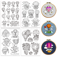 4 Sheets 11.6x8.2 Inch Stick and Stitch Embroidery Patterns, Non-woven Fabrics Water Soluble Embroidery Stabilizers, Hot Air Balloon, 297x210mmm(DIY-WH0455-181)