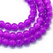 Baking Painted Imitation Jade Glass Round Bead Strands, Dark Violet, 10~10.5mm, Hole: 1.5mm, about 85pcs/strand, 31.4 inch(DGLA-Q021-10mm-27)
