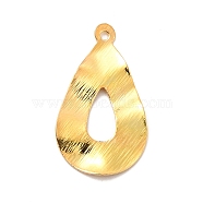 Rack Plating Brass Pendants, Long-Lasting Plated, Teardrop Charm, Golden, 26x14.5x1mm, Hole: 1.2mm(KK-E067-30G)