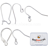 5 Pair 5 Style 925 Sterling Silver Earring Hooks & Leverback & Hoop Earrings Findings, French Hooks with Coil and Ball, Silver, 14~20x9.5~22mm, Hole: 1~2mm, Pin: 0.6~0.8mm, 1 Pair/style(DIY-BBC0001-76)