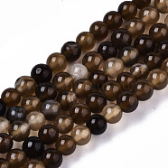 Natural Agate Beads Strands, Dyed, Round, Coffee, 4mm, Hole: 0.5mm, about 91~95pcs/strand, 14.57 inch~15.35 inch(37~39cm)(G-S359-241D)