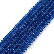 Glass Beads Strands, Round, Marine Blue, 2mm, Hole: 0.6mm, about 185~206pcs/strand, 14.37~14.76 inch(36.5~37.5cm)(X-GLAA-N041-008E)