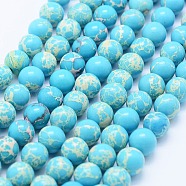 Synthetic Imperial Jasper Beads Strands, Round, Light Blue, 6~6.5mm, Hole: 1mm, about 64pcs/strand, 15.3 inch(39cm)(G-F531-6mm-H04)
