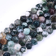Natural Agate Beads Strands, Faceted, Star Cut Round Beads, Colorful, 9~10x9~10x9~10mm, Hole: 1mm, about 37pcs/strand, 14.5 inch(X-G-T121-08A)
