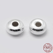 925 Sterling Silver Spacer Beads, Rondelle, Silver, 3x1.5mm, Hole: 1mm(X-STER-K171-38S-01)