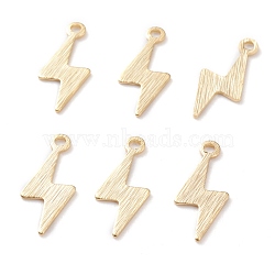Brass Charms, Lightning, Real 24K Gold Plated, 14x5.5x0.5mm, Hole: 1mm(KK-Y003-12G)