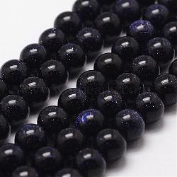 Blue Goldstone Beads Strands, Round, 6mm, Hole: 1mm, about 68pcs/strand, 15 inch(G-D840-81-6mm)