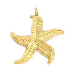 304 Stainless Steel Pendants, with Jump Ring, Real 18K Gold Plated, Starfish, 34x33x3mm, Hole: 3mm(STAS-Z096-02G-06)