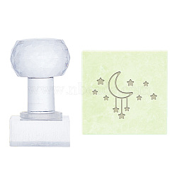 Clear Acrylic Soap Stamps, DIY Soap Molds Supplies, Rectangle, Moon, 51x19x37mm(DIY-WH0446-007)