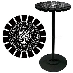 Wooden Wheel, Wooden Display Shelf, Black Holder Stand, Rustic Divination Pendulum Storage Rack, Witch Stuff, Tree of Life, 120x10mm, Hole: 20mm(DJEW-WH0047-025)