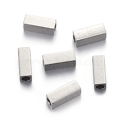 201 Stainless Steel Beads, Rectangle, Stainless Steel Color, 8x3x3mm, Hole: 2mm(STAS-P223-08P)