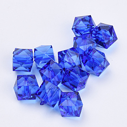 Transparent Acrylic Beads, Faceted, Cube, Blue, 8x8x7.5mm, Hole: 1.4mm(X-TACR-Q259-8mm-V44)