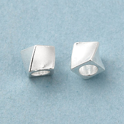 Brass Beads, Cadmium Free & Lead Free, Nuggets, 925 Sterling Silver Plated, 3x3.5x3.5mm, Hole: 2mm(KK-H442-14S)