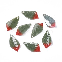 Plastic Pendants, Leaf, Dark Olive Green, 22~23.5x11~12x2.5~3mm, Hole: 1~1.5mm(KY-N015-041B)