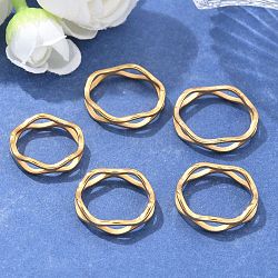 Unisex Ion Plating(IP) 304 Stainless Steel Finger Rings, Cross Ring, Golden, Size 5~9, 15~19mm(RJEW-E164-04G)