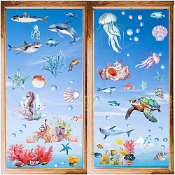 8 Sheets 8 Styles PVC Waterproof Wall Stickers, Self-Adhesive Decals, for Window or Stairway Home Decoration, Marine Animal, 200x145mm, 1 sheet/style(DIY-WH0345-215)