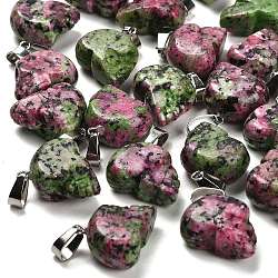 Dyed Natural Marble Pendants, with Stainless Steel Color Plated 201 Stainless Steel Snap on Bails, Skull, Green, 18~18.5x9.5~10x20~21mm, Hole: 7.5x4.5mm(G-Z067-02P-08)