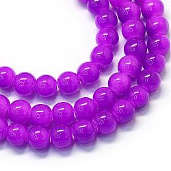 Baking Painted Imitation Jade Glass Round Bead Strands, Dark Violet, 10~10.5mm, Hole: 1.5mm, about 80~85pcs/strand, 31.4 inch(DGLA-Q021-10mm-27)