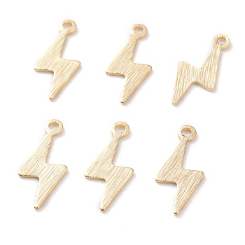 Brass Charms, Lightning, Real 24K Gold Plated, 14x5.5x0.5mm, Hole: 1mm