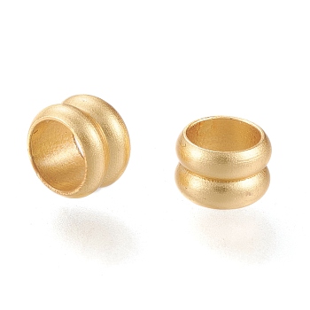 Matte Brass European Style Beads, Large Hole Beads, Long-Lasting Plated, Column, Real 18K Gold Plated, 4x6mm, Hole: 4.5mm