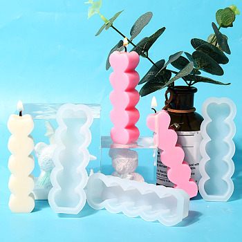 DIY Love Heart Pillar Candle Silicone Mold, for Scented Candle Making, White, 95x32x20mm