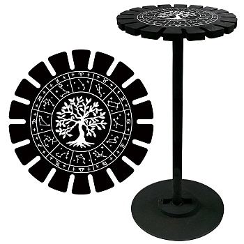 Wooden Wheel, Wooden Display Shelf, Black Holder Stand, Rustic Divination Pendulum Storage Rack, Witch Stuff, Tree of Life, 120x10mm, Hole: 20mm