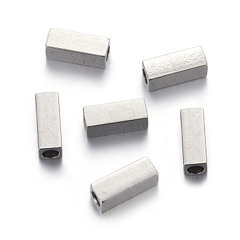 201 Stainless Steel Beads, Rectangle, Stainless Steel Color, 8x3x3mm, Hole: 2mm