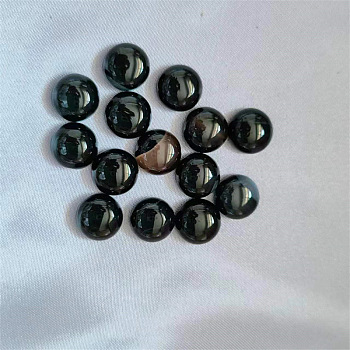 Natural Black Agate Cabochons, Half Round/Dome, 8mm