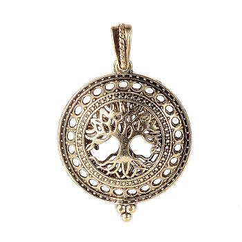 Alloy Diffuser Locket Pendants, with Magnetic, Flat Round with Tree, Antique Bronze, 43x35x15.5mm, Hole: 7x4mm
