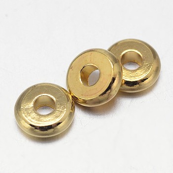 Flat Round Brass Spacer Beads, Golden, 6x2mm, Hole: 1.8mm