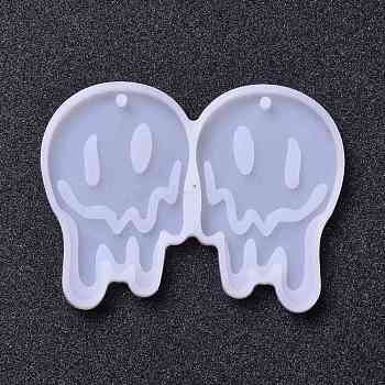 Halloween Theme DIY Pendant Silicone Statue Molds, for Earring Making, Resin Casting Molds, For UV Resin, Epoxy Resin Jewelry Making, Ghost, White, 70x52x4mm, Hole: 2.4mm, Inner Diameter: 50x33mm