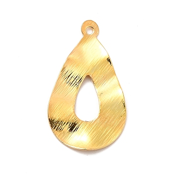 Rack Plating Brass Pendants, Long-Lasting Plated, Teardrop Charm, Golden, 26x14.5x1mm, Hole: 1.2mm