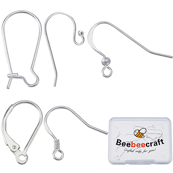 5 Pair 5 Style 925 Sterling Silver Earring Hooks & Leverback & Hoop Earrings Findings, French Hooks with Coil and Ball, Silver, 14~20x9.5~22mm, Hole: 1~2mm, Pin: 0.6~0.8mm, 1 Pair/style