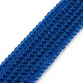 Glass Beads Strands, Round, Marine Blue, 2mm, Hole: 0.6mm, about 185~206pcs/strand, 14.37~14.76 inch(36.5~37.5cm)