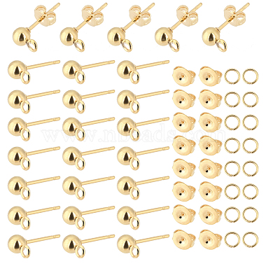 Real 24K Gold Plated Round Stainless Steel Stud Earring Findings