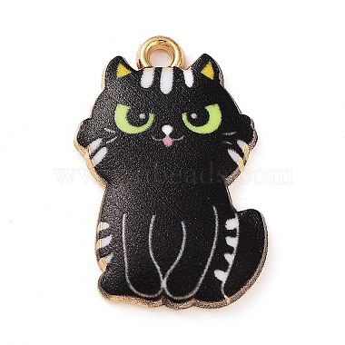 Golden Black Cat Shape Alloy+Enamel Pendants