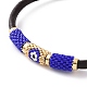 Japanese Seed Column with Evil Eye Beaded Bracelet with Cowhide Cords for Women(BJEW-JB09078-01)-4