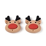 Christmas Opaque Resin Cabochons, Deer, BurlyWood, 21.5~22x18.5~19x9mm(RESI-ZX017-76)