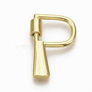 Brass Screw Carabiner Lock Charms, for Necklaces Making, Real 18K Gold Plated, Nickel Free, Letter.P, 29.5x19.5x2.5mm(KK-T046-001G-P-NF)