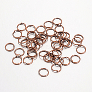Iron Open Jump Rings, Nickel Free, Red Copper, 4x0.7mm, 21 Gauge, Inner Diameter: 2.6mm, about 25000pcs/1000g(IFIN-A018-4mm-R-NF)