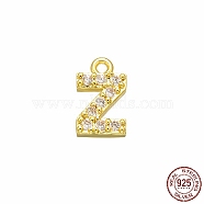Real 18K Gold Plated 925 Sterling Silver Micro Pave Clear Cubic Zirconia Charms, Initial Letter, Letter Z, 8.5x5x1.5mm, Hole: 0.9mm(STER-P054-10G-Z)