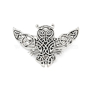 Viking Celtic Zinc Alloy Snap Hair Clips For Women, Owl, 66.5x104.5mm(PHAR-B090-01AS-04)