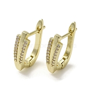Brass Micro Pave Cubic Zirconia Arch Hoop Earring, Long-Lasting Plated, Golden, 16x5mm(EJEW-C082-02D-G)