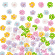 36Pcs 6 Colors Opaque Resin Cabochons, Flower, Mixed Color, 15x17x5mm, 6pcs/color(CRES-AR0001-28)