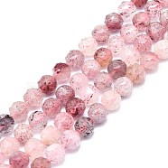 Natural Strawberry Quartz Beads Strands, Faceted, Round, 8mm, Hole: 1.2mm, about 46~48pcs/strand, 15.59 inch(39.6cm)(G-F715-008)