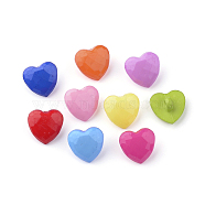 Acrylic Shank Buttons, Heart, Mixed Color, 13.5x14x7.5mm, Hole: 3mm(X-BUTT-S020-52)