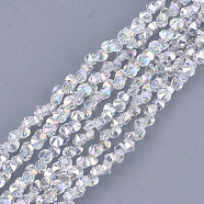 Electroplate Glass Beads Strands, Half Plated, Faceted, Diamond, Clear AB, 3.5x3x3mm, Hole: 0.8mm, about 148pcs/strand, 13.7 inch(EGLA-S179-03A-F01)