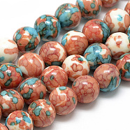 Synthetic Ocean White Jade Beads Strands, Dyed, Round, Tomato, 6~7mm, Hole: 1mm, about 65pcs/strand, 16.3 inch(G-S252-6mm-06)