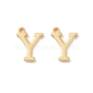 Brass Pendants, Real 18K Gold Plated, Letter Y, 9.5x7x1.3mm, Hole: 0.8mm(KK-R164-01Y-G)