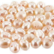1 Strand Natural Cultured Freshwater Pearl Beads Strands, Round, PeachPuff, 7~8mm, Hole: 0.8mm, about 57pcs/strand, 14.37 inch(36.5cm)(PEAR-SC0001-12)